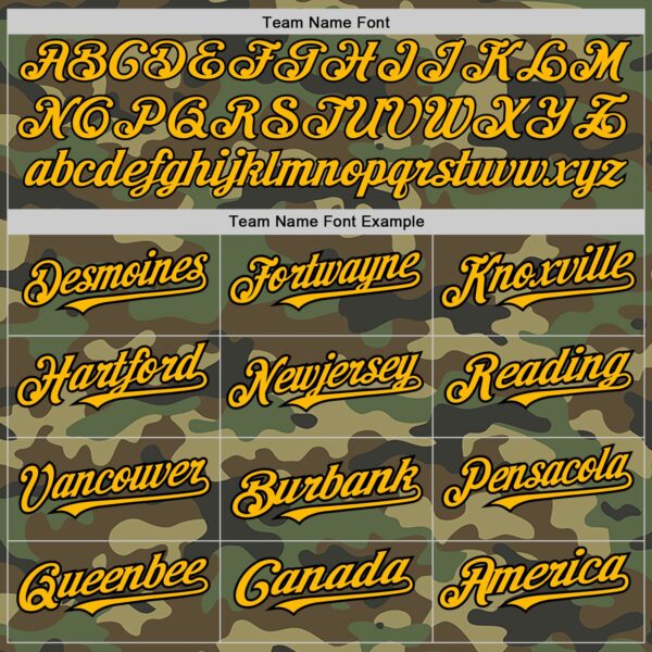 Custom Camo Gold-Black Authentic Salute To Service Baseball Jersey