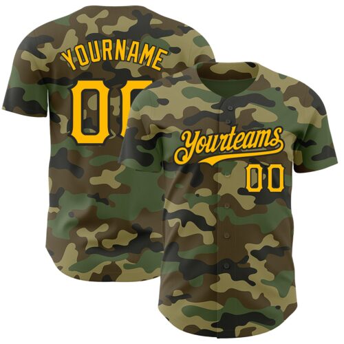 Camo0169 Custom Camo Gold-Black Authentic Salute To Service Baseball Jersey