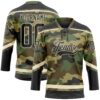 Custom Camo Black-Cream Salute To Service Hockey Lace Neck Jersey