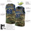 Custom Camo Navy-Light Blue Authentic Salute To Service Basketball Jersey