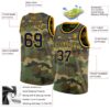 Custom Camo Navy-Gold Authentic Salute To Service Basketball Jersey