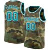 Custom Camo Teal-White Authentic Salute To Service Basketball Jersey