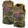 Custom Camo Purple-Gold Authentic Salute To Service Basketball Jersey
