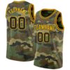 Custom Camo Black-Gold Authentic Salute To Service Basketball Jersey