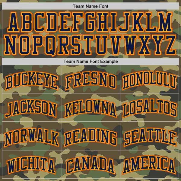 Custom Camo Navy Gold-Orange Authentic Salute To Service Basketball Jersey