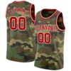 Custom Camo Red-White Authentic Salute To Service Basketball Jersey
