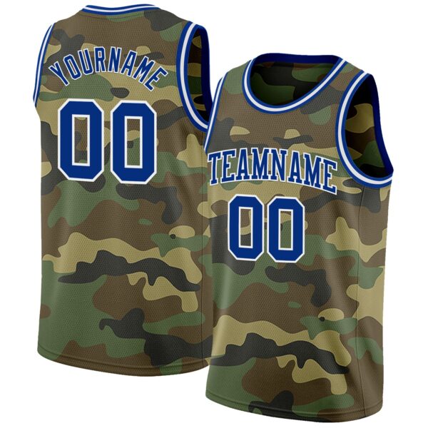 Custom Camo Royal-White Authentic Salute To Service Basketball Jersey