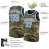 Custom Camo Light Blue-White Authentic Salute To Service Basketball Jersey