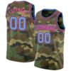 Custom Camo Light Blue Black-Pink Authentic Salute To Service Basketball Jersey