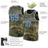 Custom Camo Light Blue Black-White Authentic Salute To Service Basketball Jersey