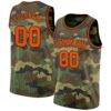 Custom Camo Orange-Black Authentic Salute To Service Basketball Jersey