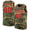 Custom Camo Red-Cream Authentic Salute To Service Basketball Jersey