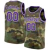 Custom Camo Purple-White Authentic Salute To Service Basketball Jersey
