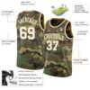 Custom Camo White-Old Gold Authentic Salute To Service Basketball Jersey