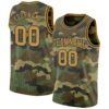 Custom Camo Old Gold-Black Authentic Salute To Service Basketball Jersey