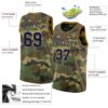 Custom Camo Navy-Old Gold Authentic Salute To Service Basketball Jersey