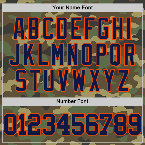 Custom Camo Navy-Orange Authentic Salute To Service Basketball Jersey