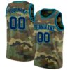 Custom Camo Navy-Teal Authentic Salute To Service Basketball Jersey