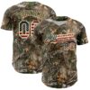 Custom Camo Vintage USA Flag-Cream 3D Woodland Camo Authentic Salute To Service Baseball Jersey