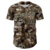Custom Camo Black-Cream 3D Woodland Camo Authentic Salute To Service Baseball Jersey
