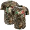 Custom Camo Vintage Mexican Flag-Cream 3D Woodland Camo Authentic Salute To Service Baseball Jersey