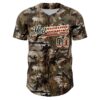 Custom Camo Vintage USA Flag-Cream 3D Woodland Camo Authentic Salute To Service Baseball Jersey