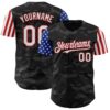Custom Camo White-Red 3D American Flag  Authentic Salute To Service Baseball Jersey