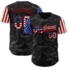 Custom Camo USA Flag Black-Red 3D Authentic Salute To Service Baseball Jersey
