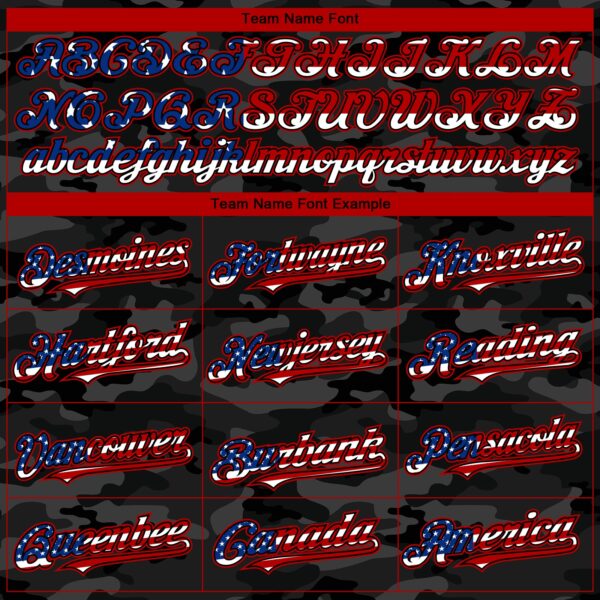 Custom Camo USA Flag Black-Red 3D Authentic Salute To Service Baseball Jersey