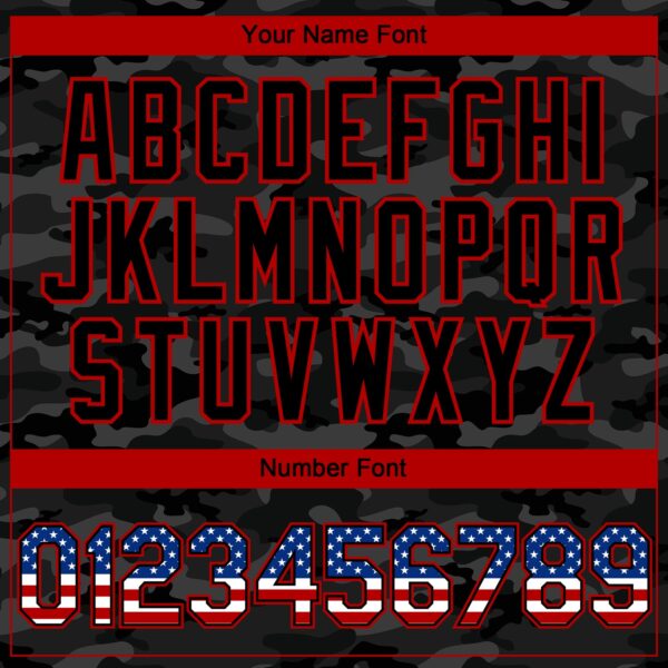 Custom Camo USA Flag Black-Red 3D Authentic Salute To Service Baseball Jersey