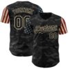 Custom Camo Black-Cream 3D American Flag Authentic Salute To Service Baseball Jersey