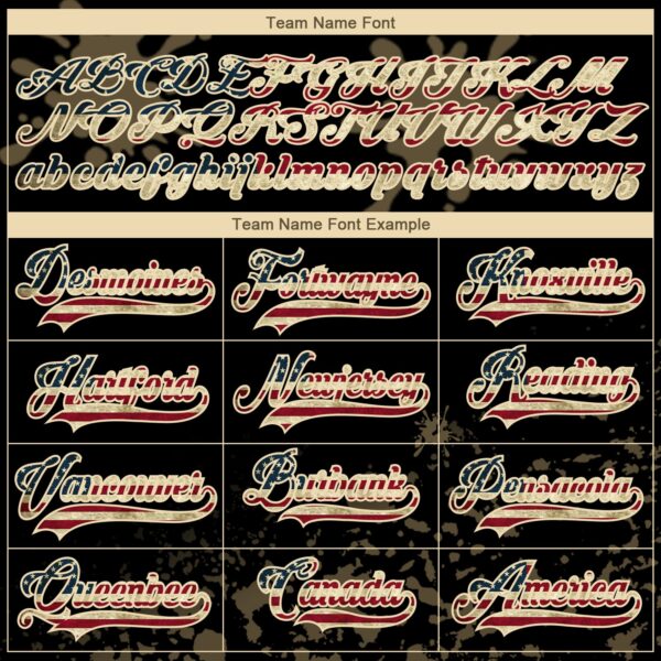 Custom Camo Vintage USA Flag Olive Black-Cream Splash Hockey Lace Neck Jersey