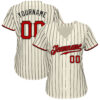 Custom Cream Black Pinstripe Red-Black Authentic Baseball Jersey