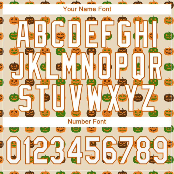 Custom Cream White-Texas Orange 3D Pattern Design Halloween Pumpkins Authentic Baseball Jersey