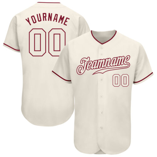 Cream0198 Custom Cream Cream-Crimson Authentic Baseball Jersey