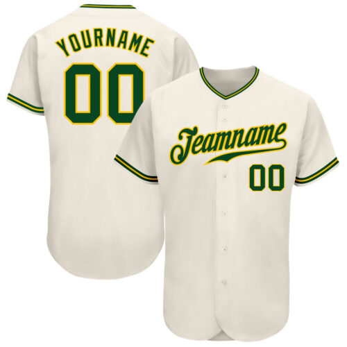 Cream0199 Custom Cream Green-Gold Authentic Baseball Jersey