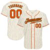 Custom Cream Navy Pinstripe Orange-Green Authentic Baseball Jersey