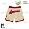 Custom Cream Black Pinstripe Red-Black Authentic Basketball Shorts