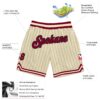 Custom Cream Black Pinstripe Maroon-Black Authentic Basketball Shorts