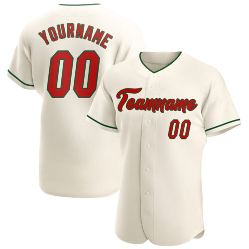 Cream0214 Custom Cream Red-Green Authentic Baseball Jersey