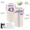 Custom Cream Purple-Gray Authentic Sleeveless Baseball Jersey