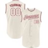 Custom Cream Cream-Crimson Authentic Sleeveless Baseball Jersey