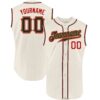 Custom Cream Black-Red Authentic Sleeveless Baseball Jersey