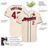 Custom Cream Red Pinstripe Red-Navy Authentic Baseball Jersey
