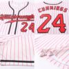 Custom Cream Red Pinstripe Red-Black Authentic Baseball Jersey