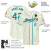 Custom Cream Teal Pinstripe Teal-Gray Authentic Baseball Jersey