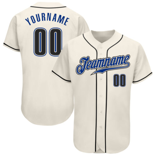 Cream0246 Custom Cream Black-Royal Authentic Baseball Jersey