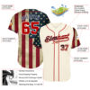 Custom Cream Red-Navy 3D American Flag Authentic Baseball Jersey