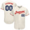 Custom Cream Navy-Red Authentic Baseball Jersey