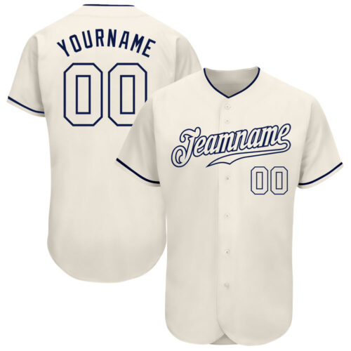 Cream0275 Custom Cream Cream-Navy Authentic Baseball Jersey